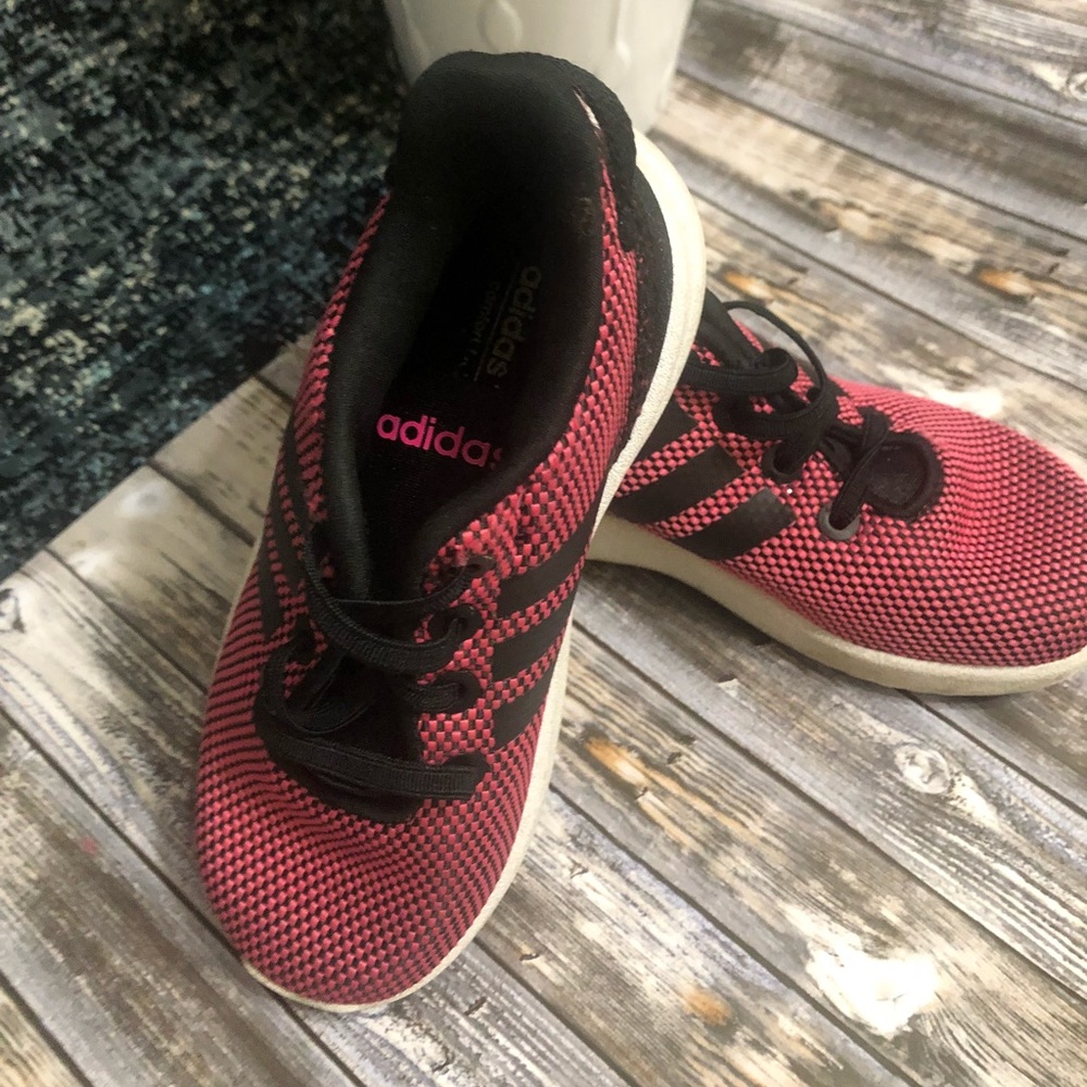 Pink and black adidas size 8 toddler girls